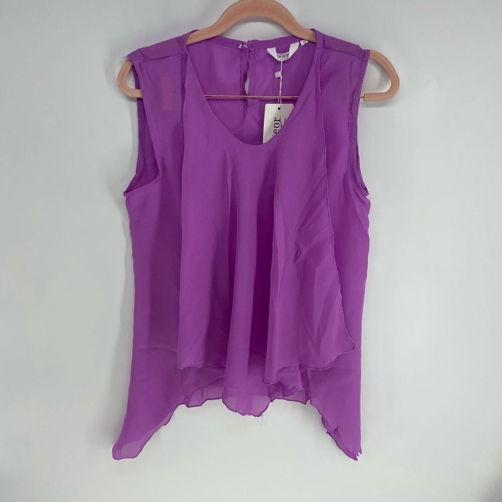 Measeor Women's Purple Ruched Cotton Sleeveless Blouse NWT Small